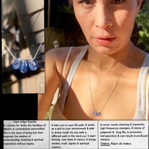 Smooth Polished Blue Kyanite Drop Healing Necklace